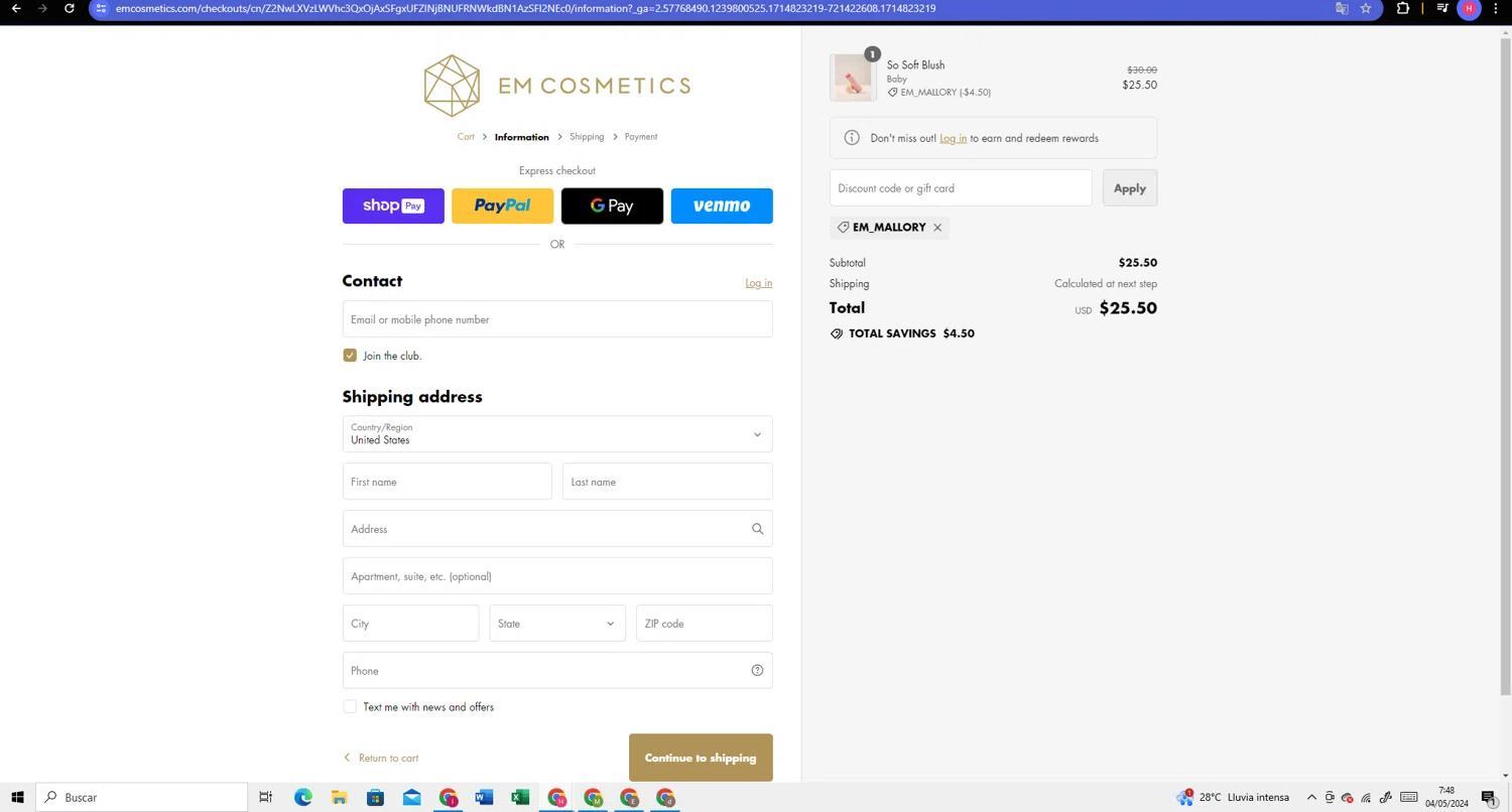 How to apply Em Cosmetics coupon code
